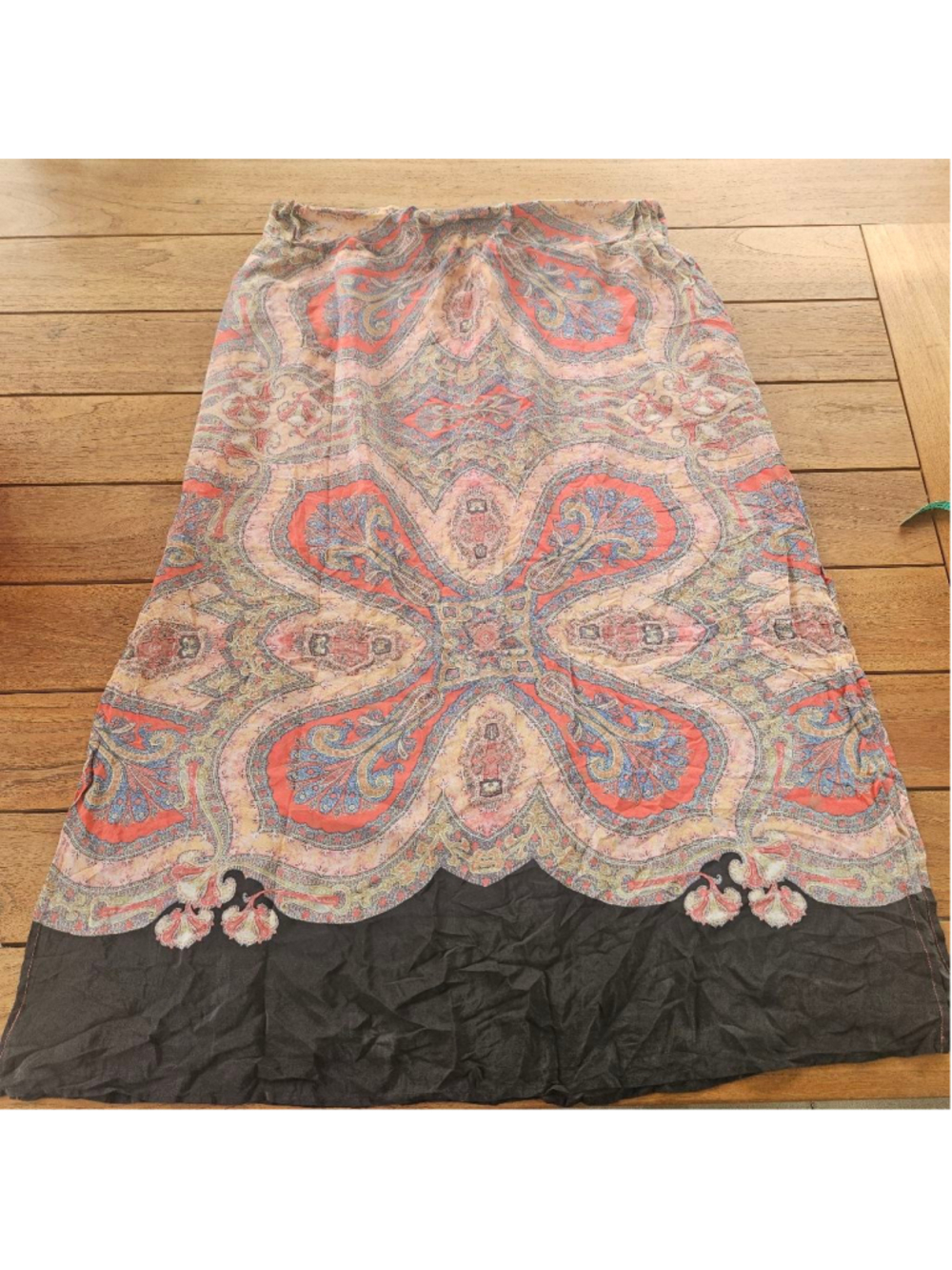 Anthropologie Vanessa Virgina Palme 100% Silk Maxi Skirt Size L